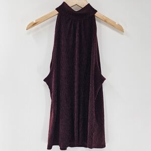 Cable & Gauge Wine Tasting Sleeveless Velvet Like Top Womens Size Large